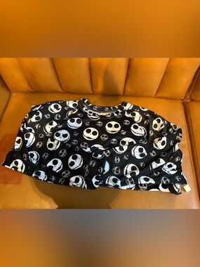 Disney The Nightmare Before Christmas Black and White Skull Print Top